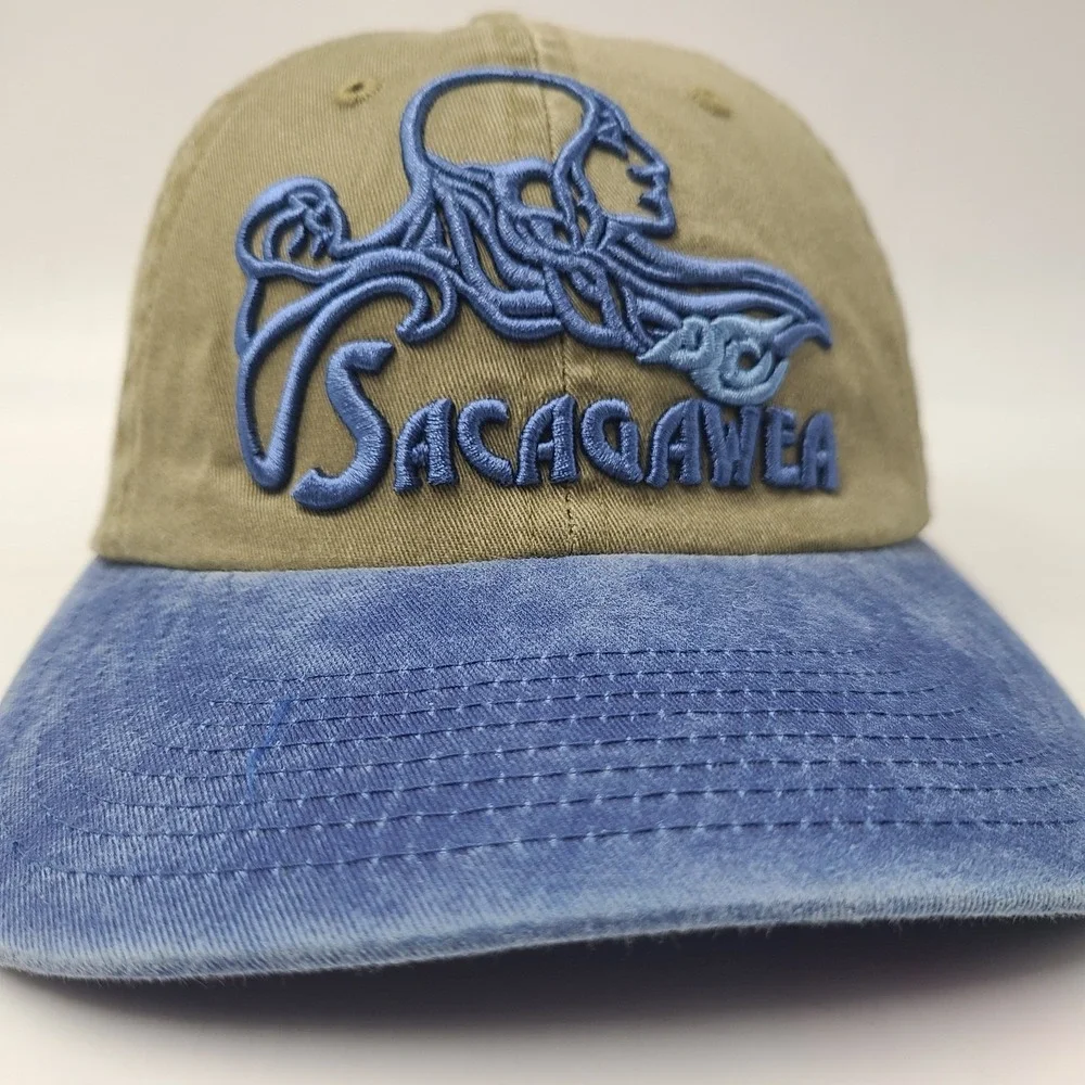 Sacagawea Hat Strapback (Fits Small)‎ Beige Blue Adjustable Lewis & Clark Casual